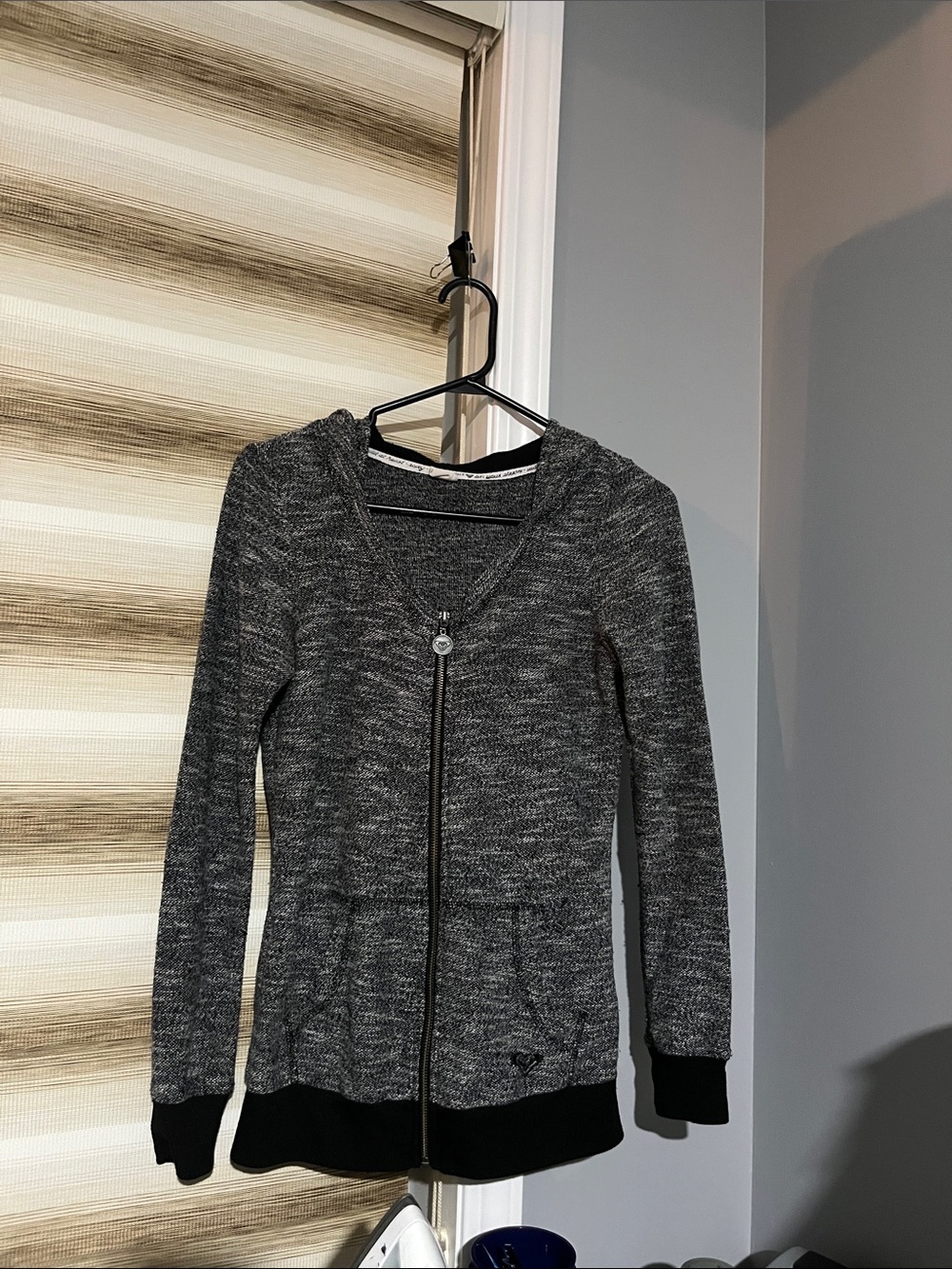 Women's Roxy Gray Zip-Up Hooded Sweater